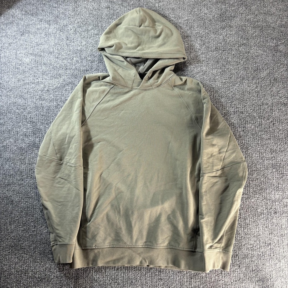 Lululemon Hoodie Mens Small Green Pullover Fleece Solid Logo Minimalist Athletic